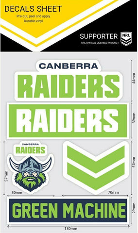 NRL Sticker Decal Sheet - Canberra Raiders - Stickers Wordmark