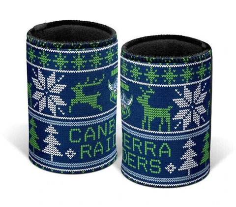 NRL Christmas Stubby Cooler - Canberra Raiders - Rubber Base - XMAS