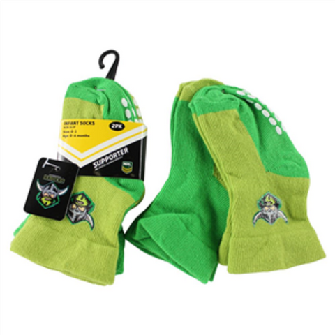 NRL Infant Socks - Canberra Raiders - Set Of Two - Non Slip - Sock