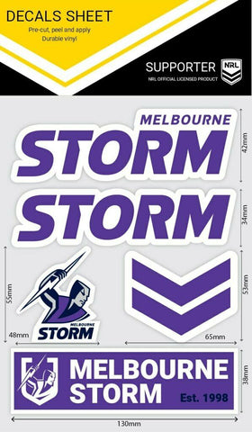 NRL Sticker Decal Sheet - Melbourne Storm - Stickers Wordmark