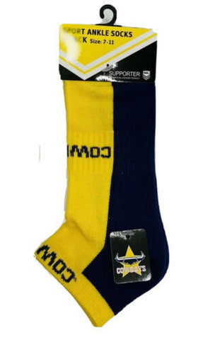 NRL Mens Ankle Socks - North Queensland Cowboys - Set Of Two - Sock -
