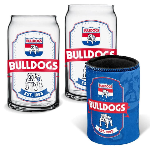 AFL Can Glass Set - Western Bulldogs - Set of 2 Glass & Cooler