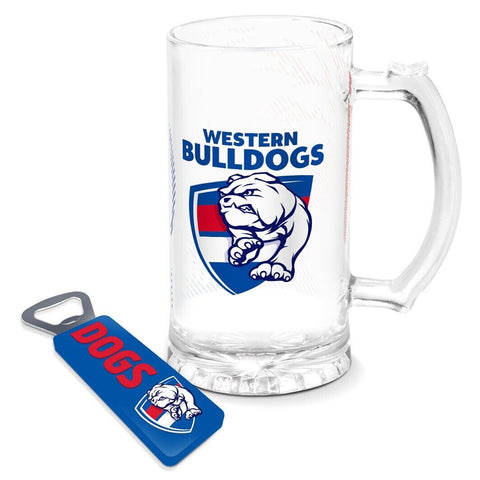 AFL Stein And Opener Set - Western Bulldogs  - Drink Cup Mug - Retail Boxed