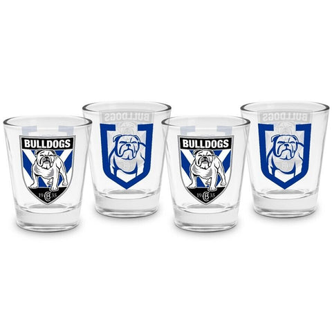 NRL Shot Glass Set of 4 - Canterbury Bulldogs - 50ml
