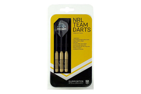 NRL Penrith Panthers Darts - Set Of 3 With Carry Case - 24 Gram Dart - Brass