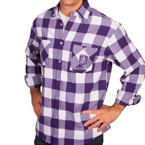 AFL Lumberjack Flannel Polo - Fremantle Dockers - Flanno Shirt - Flannelette
