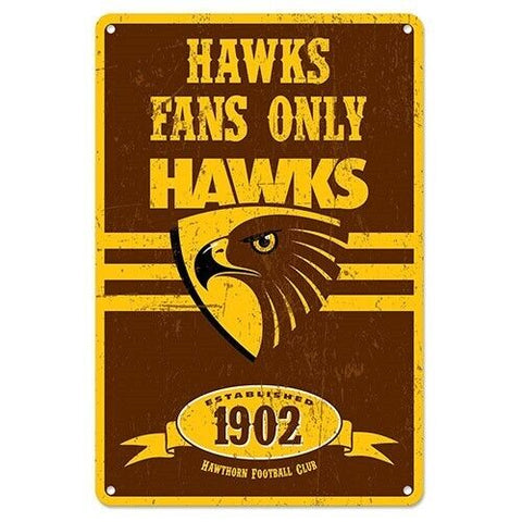 AFL Retro Supporter Tin Sign - Hawthorn Hawks - Man Cave - Heritage