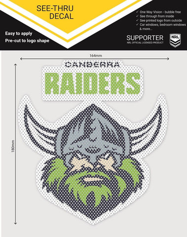 NRL Car UV Rated Decal Sticker - Canberra Raiders - See Thru