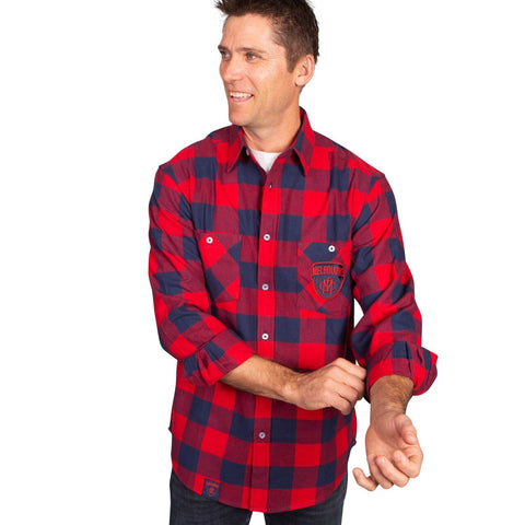 AFL Lumberjack Flannel Polo - Melbourne Demons - Flanno Shirt - Flannelette