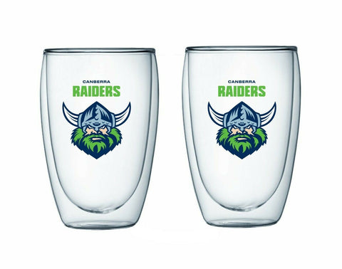 NRL Double Wall Glass Set - Canberra Raiders - Set of Two - 350ml