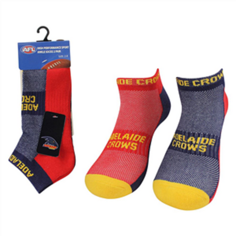AFL Mens Ankle Socks - Adelaide Crows - Set Of Two - Sock -
