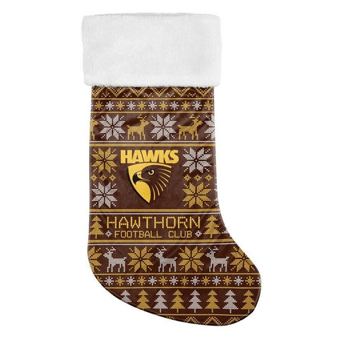 AFL Christmas Stocking - Hawthorn Hawks - Sweater Print - XMAS