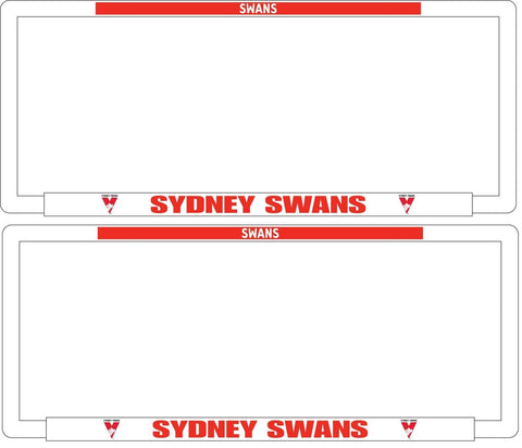 AFL Car Number Plate Frame Set Of Two - Sydney Swans - Front/Back