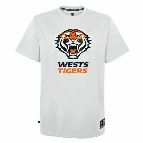 NRL Cotton Logo Tee Shirt - West Tigers - Mens - White