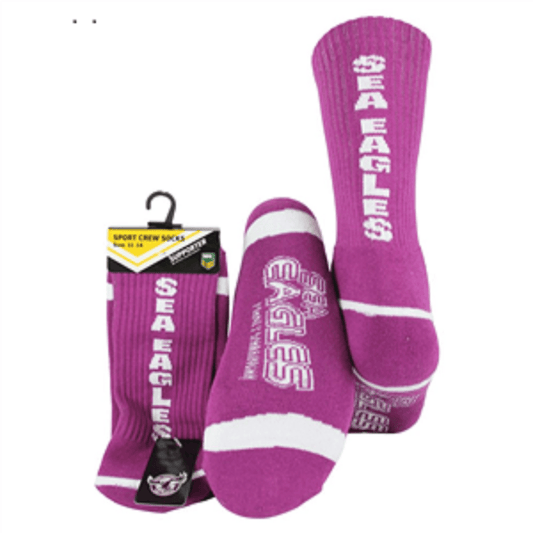 NRL Mens Crew Socks - Manly Sea Eagles - One Set - Sock -