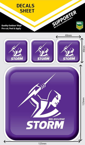 NRL App Stricker Decal Set - Melbourne Storm - 13x13CM Large 4x4CM Small