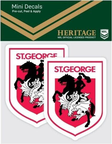 NRL Heritage Mini Decal - St George Dragons  - Car Sticker Set Of 2 - 8x7cm