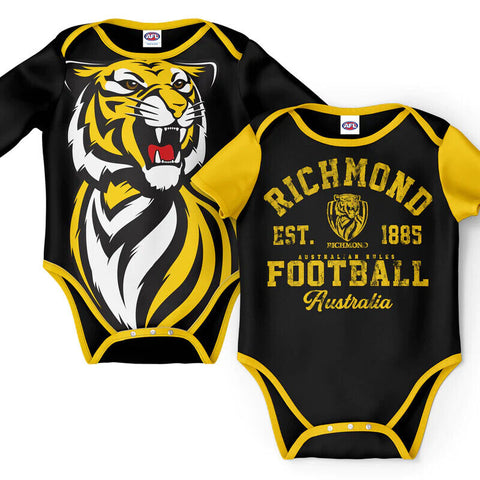 AFL 2 Piece Baby Body Suit - Richmond Tigers - Two Pack -Short & Long Sleeve