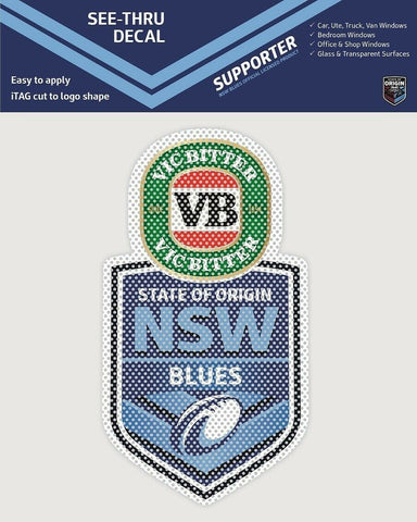 NRL Car See Thru Decal Sticker - New South Wales Blues - NSW - Size 14-18cm