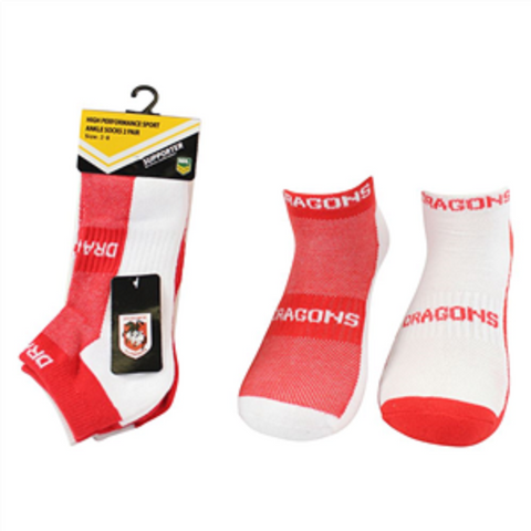 NRL Mens Ankle Socks - St George Illawarra Dragons - Set Of Two - Sock -