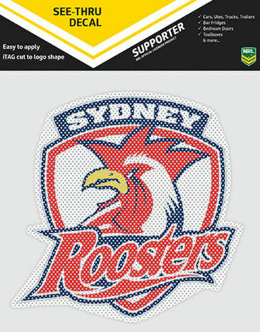 NRL Car UV Rated Decal Sticker - Sydney Roosters - Size 14-18cm - See Thru