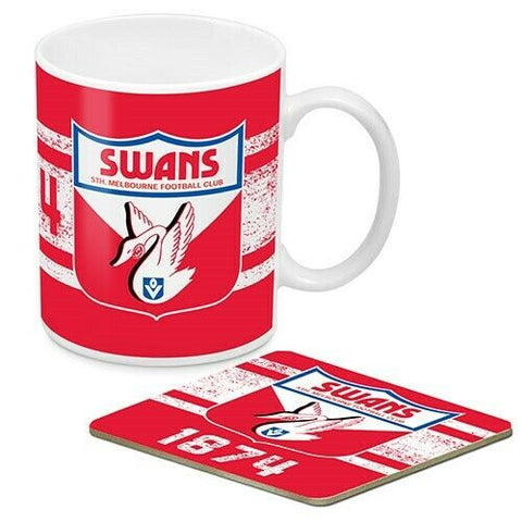 AFL Coffee Mug And Coaster - First 18 - Sydney Swans - Ceramic Cup -