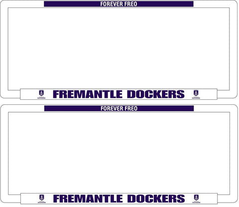 AFL Car Number Plate Frame Set Of Two - Fremantle Dockers - Front/Back