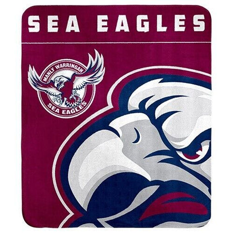 NRL Polar Fleece Blanket - Manly Sea Eagles - 150x130cm - Rugby League