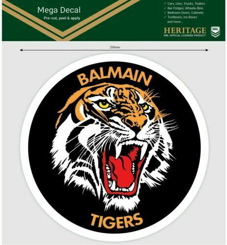 NRL Mega Heritage Decal - Balmain Tigers - Car Sticker 250mm