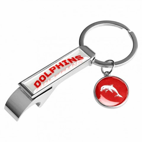 NRL Bottle Opener Key Ring - Dolphins - Metal Keyring - Rugby League