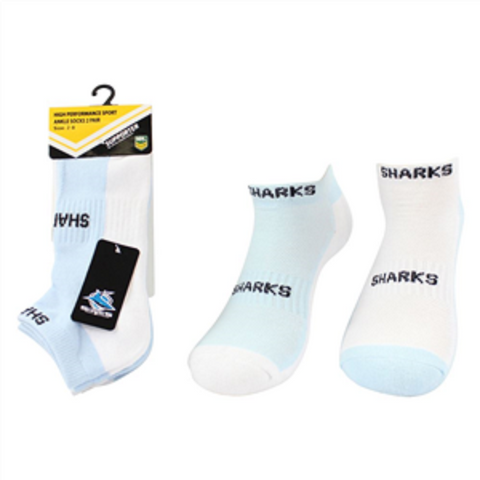 NRL Mens Ankle Socks - Cronulla Sharks - Set Of Two - Sock