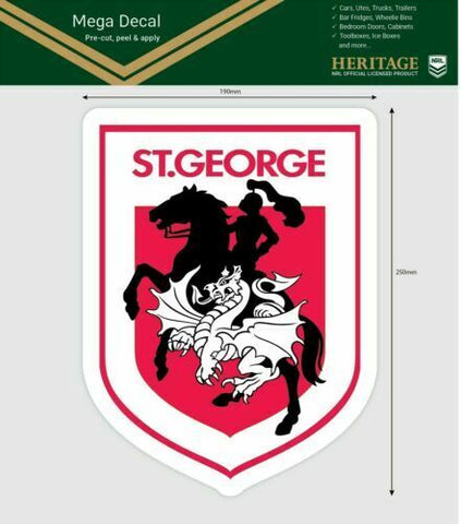 NRL Mega Heritage Decal - St George Illawarra Dragons - Car Sticker 250mm