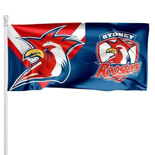 NRL Pole Flag - Sydney Roosters - 90cm x 180cm - Steel Eyelet For Hanging