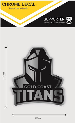NRL Chrome Decal - Gold Coast Titans - Car Sticker 12x12cm
