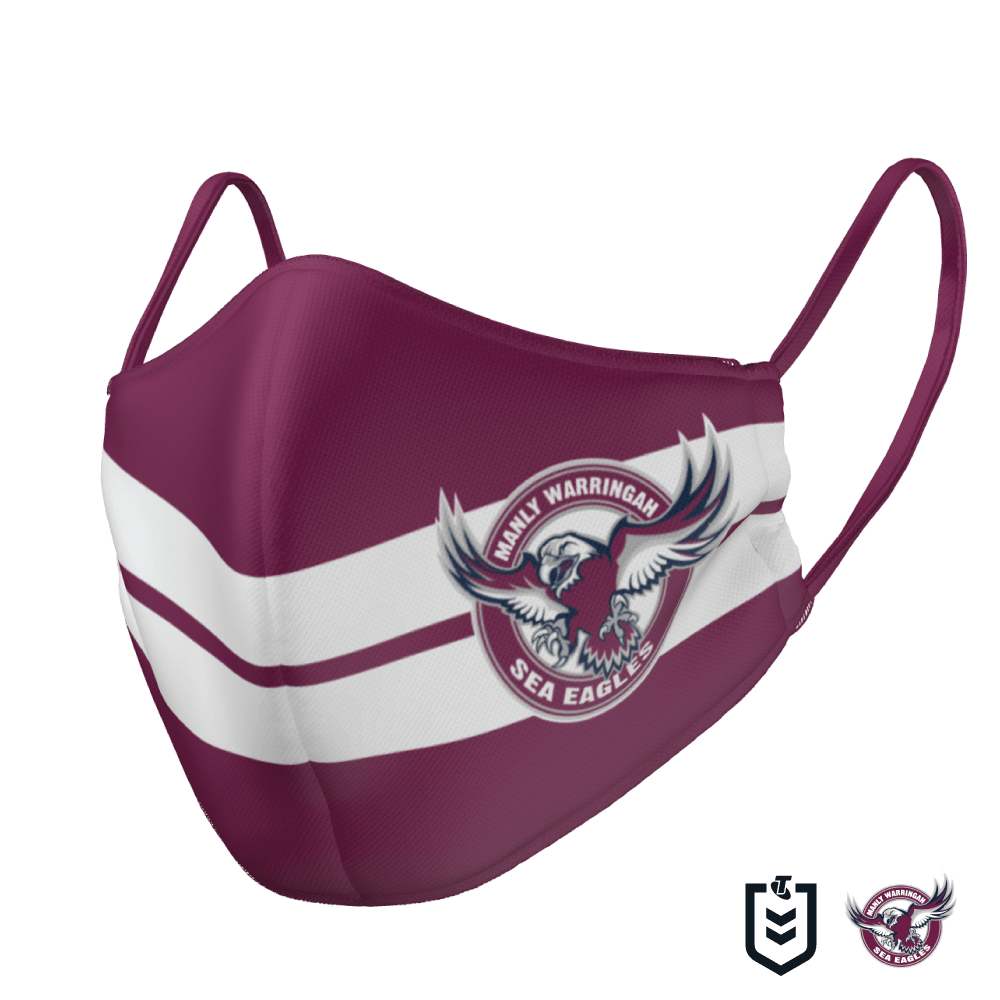 NRL Face Mask - Sea Eagles - Reversible - Washable - Adult Large