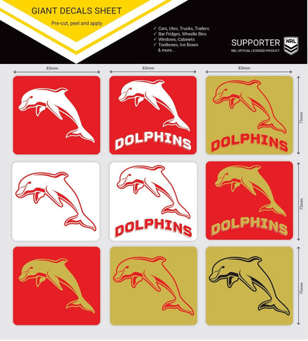 NRL Square Logos Decal - Dolphins - Car Sticker 250mm
