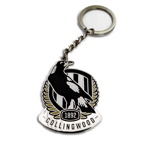 AFL Logo Metal Key Ring - Collingwood Magpies - Keyring - Aussie Rules - TROFE
