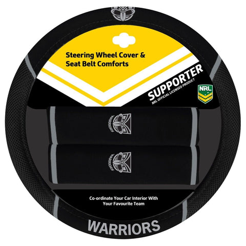 NRL Steering Wheel Cover - Seat Belt Covers- New Zealand Warriors  Universal Fit