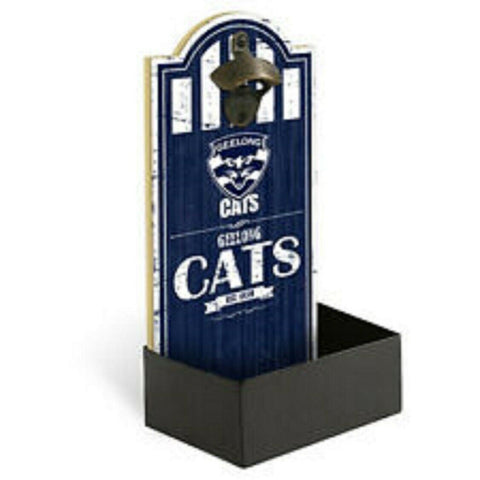 AFL Wall Bottle Opener with Catcher - Geelong Cats - Gift