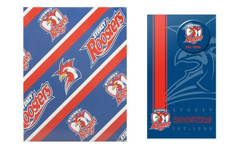 NRL Gift Card With Badge + Wrapping Paper - Sydney Roosters - Gift Wrap
