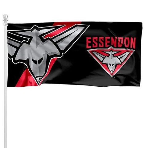 AFL Pole Flag - Essendon Bombers - 90cm x 180cm - Steel Eyelet For Hanging