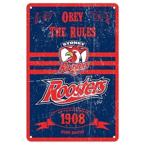 NRL Retro Supporter Tin Sign - Sydney Roosters - Man Cave - Heritage