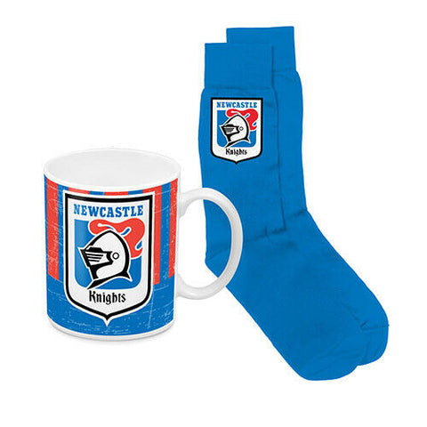 NRL Heritage Coffee Drink Mug & Sock Gift Pack - Newcastle Knights - Gift Boxed