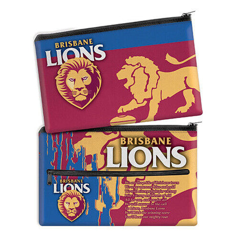 AFL Pencil Case - School - Work - Large - Brisbane Lions - Team Song