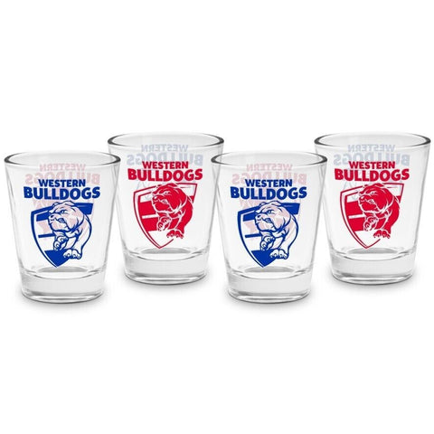 AFL Shot Glass Set of 4 - Western Bulldogs - 50ml