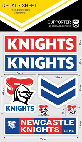 NRL Sticker Decal Sheet - Newcastle Knights - Stickers Wordmark