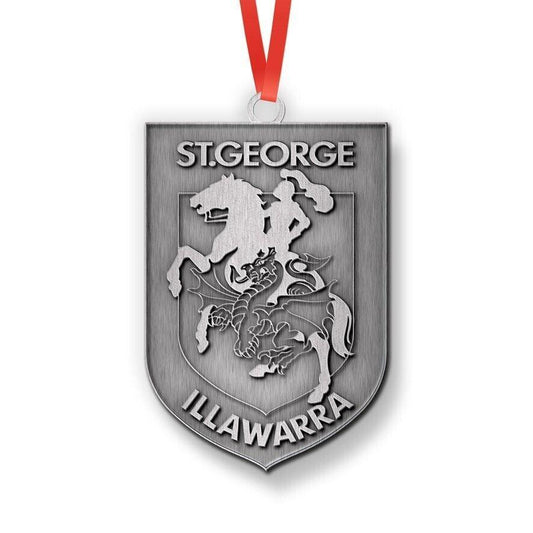 NRL Christmas Metal Ornament - St George Illawarra Dragons - Approx. 70 x 50mm