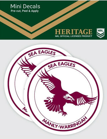 NRL Heritage Mini Decal - Manly Sea Eagles - Car Sticker Set Of 2 - 8x7cm