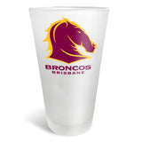 NRL Frosted Conical Glass Set Of Two - Brisbane Broncos - 500ml - Glasses