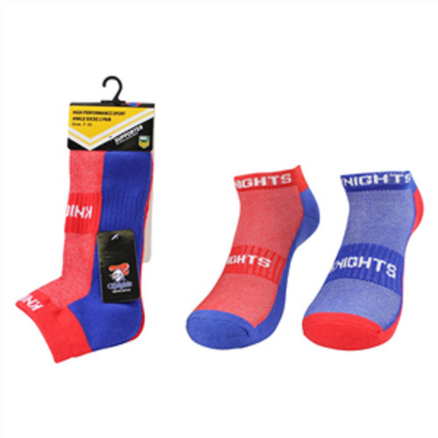 NRL Mens Ankle Socks - Newcastle Knights - Set Of Two - Sock -